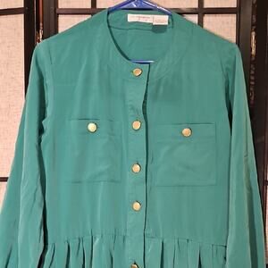 Liz Claiborne Teal Midi Dress with Gold Accents